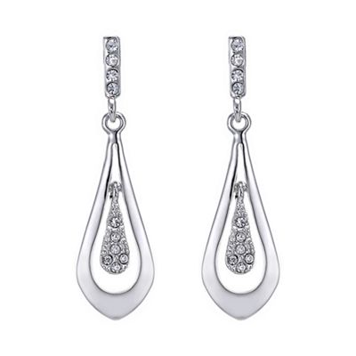 Silver crystal peardrop earring